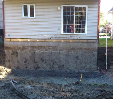 excavated area for addition