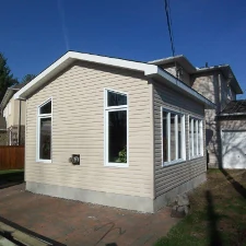 Single-storey home addition with large windows